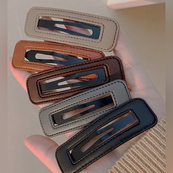 5pcs Leather Hair Clips - Picture 3 of 4